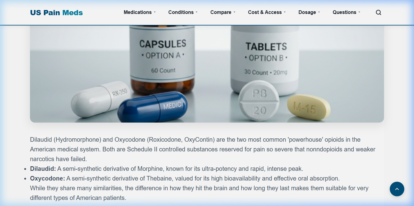 Dilaudid tablets and safety packaging